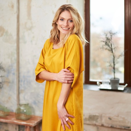 Bright yellow loose robe dress