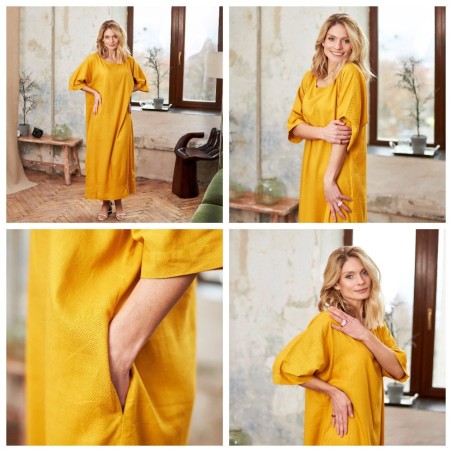 Bright yellow loose robe dress