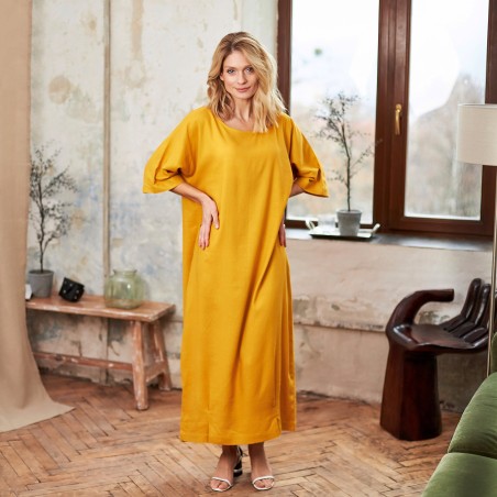 Bright yellow loose robe dress