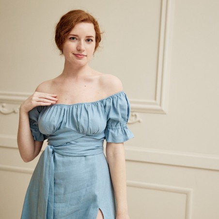 Sweet light blue linen dress