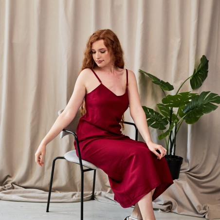 Burgundy Thin Strap Maxi Dress