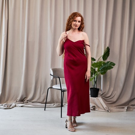 Burgundy Thin Strap Maxi Dress