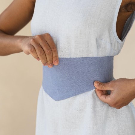 Light blue wide waist tie long skirt