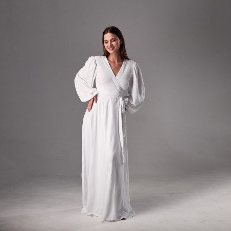 White Tie Waist Long Dress