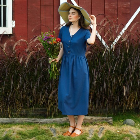Dark blue literary style dress