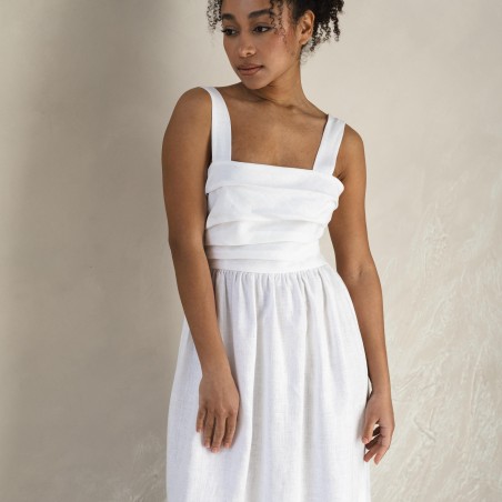 White square-neck backless bow tie long skirt