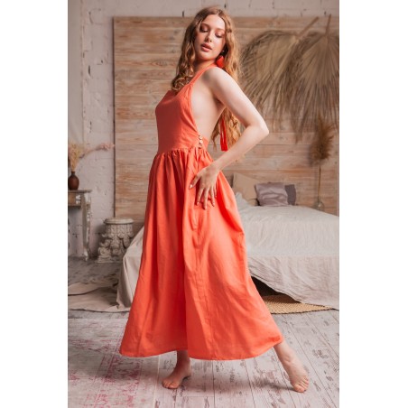 Orange backless long skirt