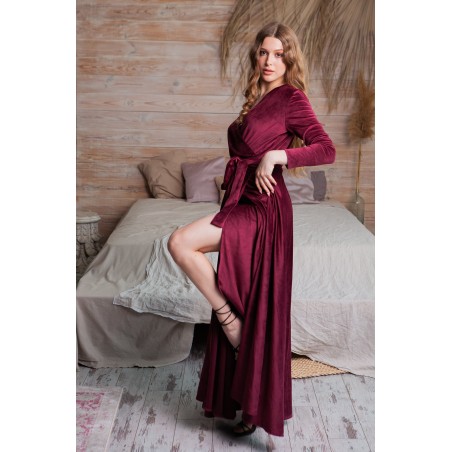 Burgundy Velvet Long Dress