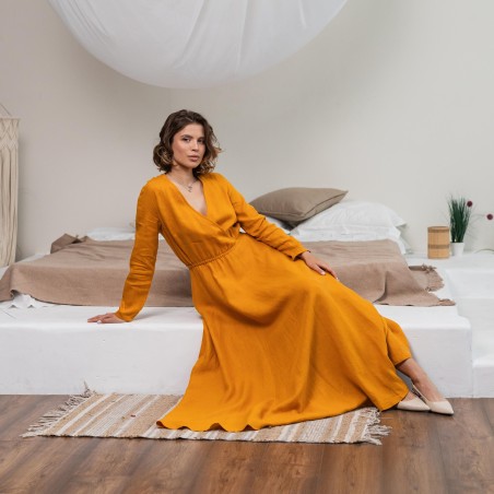 Turmeric long-sleeved dress